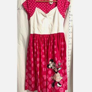 Disney Parks The Dress Shop Minnie Mouse Pink Polka Dot Dress Medium No Belt